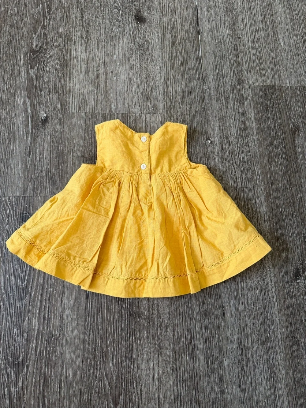 Artisan Ny Yellow Dress with Navy Smocked Detail